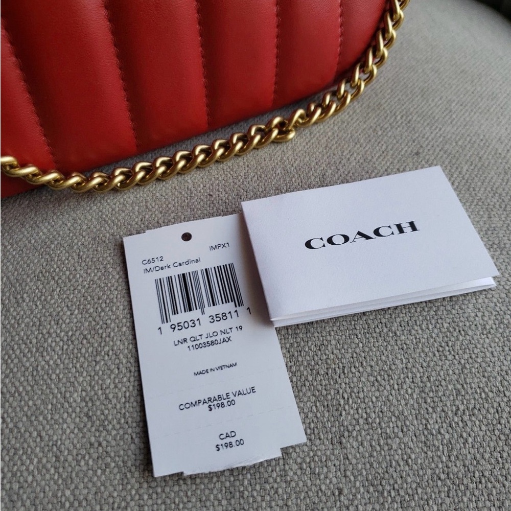 ‼️SOLD‼️COACH LEATHER NOLITA 19 CHAIN  WITH LINEAR QUILTING RED - Picture 4 of 6